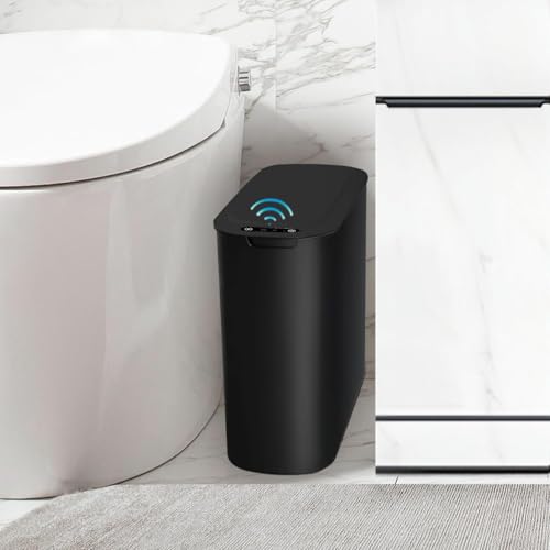 TIPGO Black Touchless 2.6 Gallon Bathroom Trash Can with Lid