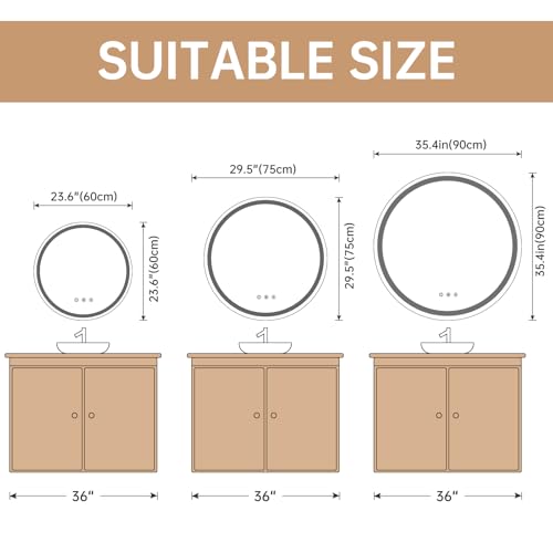 Silver 24-Inch Backlit LED Bathroom Mirror - Dimmable, Fogless, Wall Mount