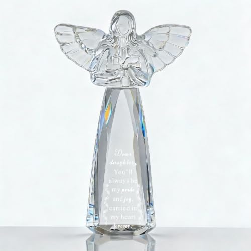 Bluebook Daughter Gift Crystal Angel from Mom & Dad 3.8x6 Inch Keepsake