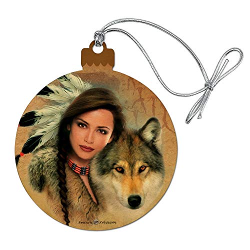 Spirit of The Wolf Native American Wood Christmas Ornament - Holiday Decor