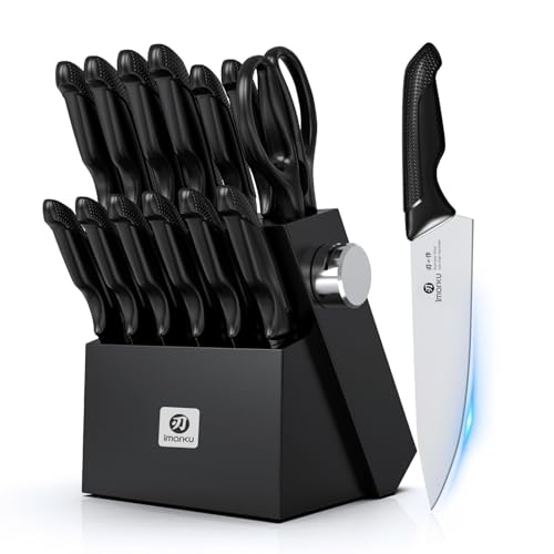 imarku 14-Piece Japanese High-Carbon Stainless Steel Knife Set Black - Professional Kitchen Cutlery