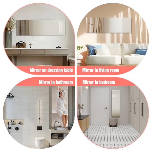 Full Length Acrylic Shatterproof Wall Mirror 47.25x15.75 Inch for Home & Gym