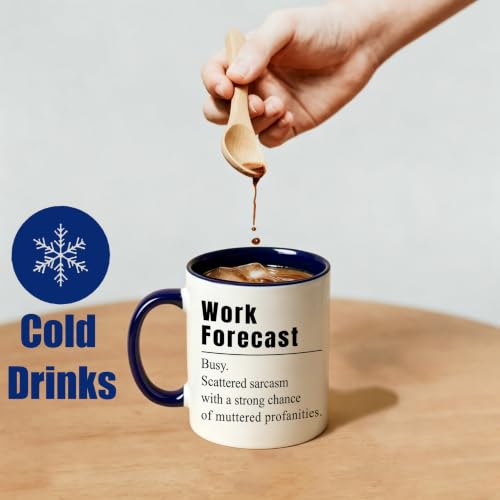 JUUNMAOO Blue Bosses Day Mug - Funny Work Forecast Coffee Cup, 11oz