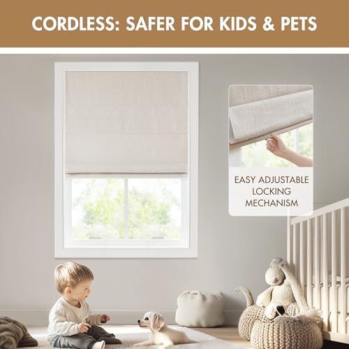 Madison Park Linen Slub Blackout Roman Shade 33x64 Insulated Window Covering