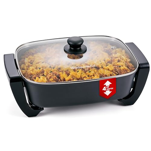 12.5Qt Electric Skillet with Ceramic Non-Stick Coating - PFAS-Free, 1500W, Adjustable Temp