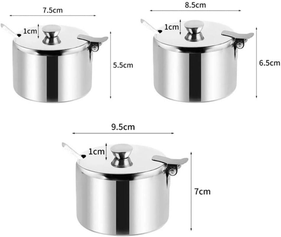 Skiennix Mini Kitchen Spice Storage Jar - Versatile Sugar, Jam, and Salt Container (9.5cm)