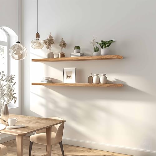 GXYAWPJ 48 Inch Rustic Light Wood Floating Wall Shelves Set of 4