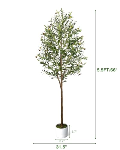 LuceAlberi 5ft 6in Artificial Olive Tree - Realistic Faux Indoor Plant with Pot & Basket