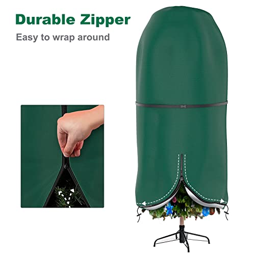 9 ft Green Christmas Tree Cover with Adjustable Straps, Upright Storage Bag with Zipper & Drawstring