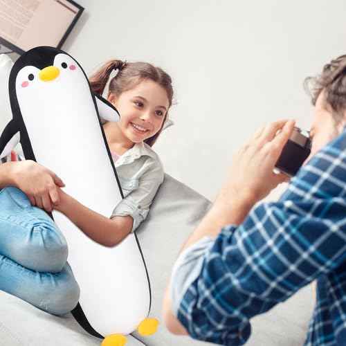Long Penguin Plush Pillow, 33.5¡± Black Penguin Stuffed Animal, Cute Cartoon Sleeping Plushy, Soft Cuddly Hugging Plush Toys Kawaii Body Pillow, Sweet Gift at Birthday
