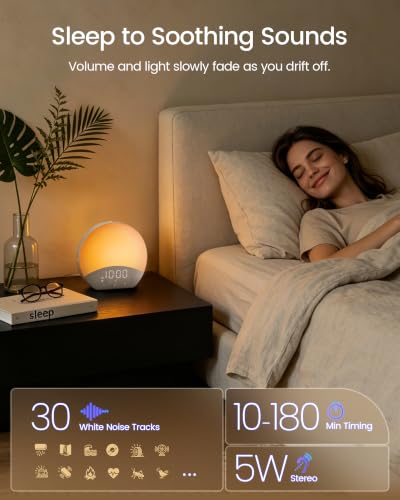 Sunrise Alarm Clock with Sound Machine - White | Dual Wake-Up Light & Sleep Sounds