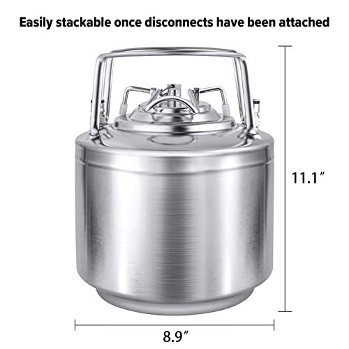 1.6 Gallon Stainless Steel Home Brew Mini Keg with Ball Lock Quick Disconnect Set