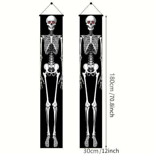 BlissYard Christmas Door Banner 12x71 Welcome Porch Sign – Skeleton Halloween Edition (Door Banner#6)