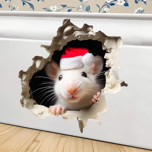 Jingle Paws Christmas Mouse in Mousehole Wall Decal - Removable Kids Decor