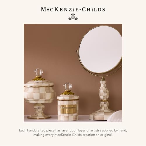 MACKENZIE-CHILDS Enamel Tissue Box Cover Mocha Check Brown & White Home Decor