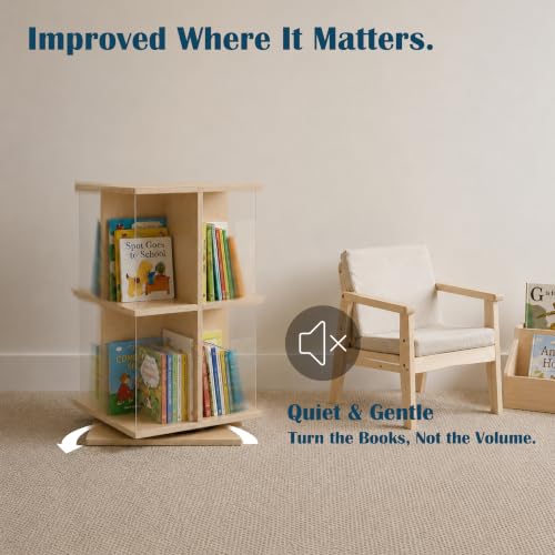 Kids Rotating Bookshelf 2-Tier - 360° Spin Preschool Storage Unit