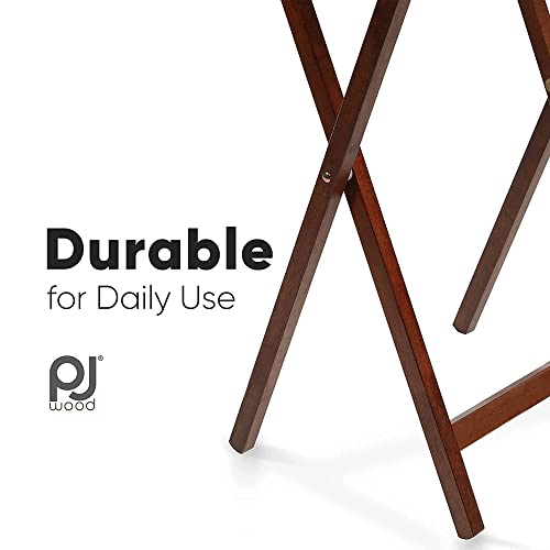 PJ Wood 5-Piece Wooden Folding TV Tray Table Set - Honey Oak Snack Tables