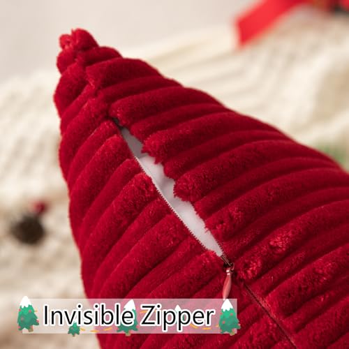 UGS UGASA Christmas Super Soft Plush Corduroy Pillow Covers Velvet Rectangular Striped Decor Cushion Cases for Livingroom/Couch, 1 Piece, 12"x20"(30x50cm), Burgundy