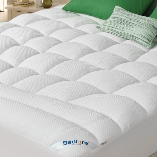 Queen Mattress Topper - White, Soft Tencel Blend Pillow Top, Deep Pocket