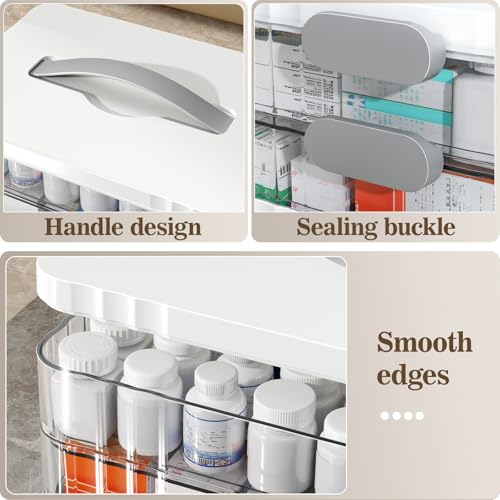 4-Tier Portable Medicine Organizer with Handle - First Aid Storage Box
