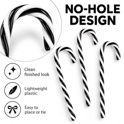 Fansenuo 32Pcs 12cm Black & White Christmas Candy Canes No-Hole (No Hole) – 32 plastic ornaments