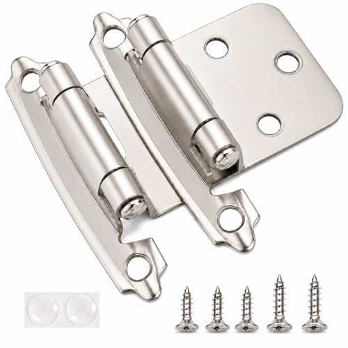 Self Closing Overlay Cabinet Hinge - Satin Nickel 1/2" Variation, 25 Pairs