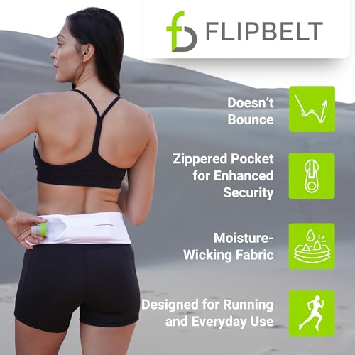 FlipBelt Zipper Running Waist Pack Large Carbon for Fitness & Travel