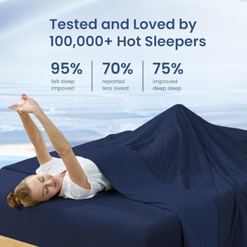 Dark Blue Queen Size Cooling Comforter - Breathable Lightweight Summer Blanket for Hot Sleepers
