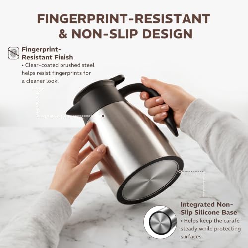 Gezoss Stainless Steel 34oz Insulated Thermal Coffee Carafe - Keeps Hot & Cold