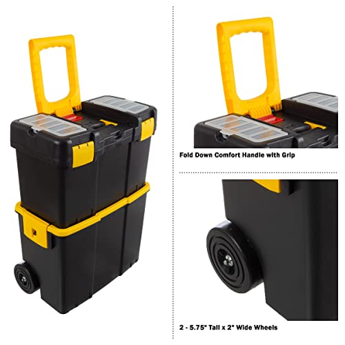 2-in-1 Portable Tool Box with Wheels - Black and Yellow Stalwart