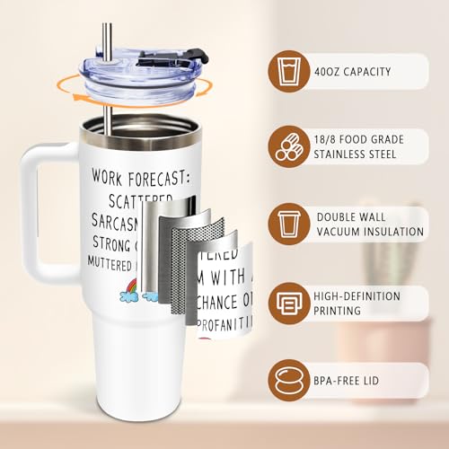 DUUV Work Forecast Sarcastic 40oz Insulated Tumbler - Funny Gift for Men