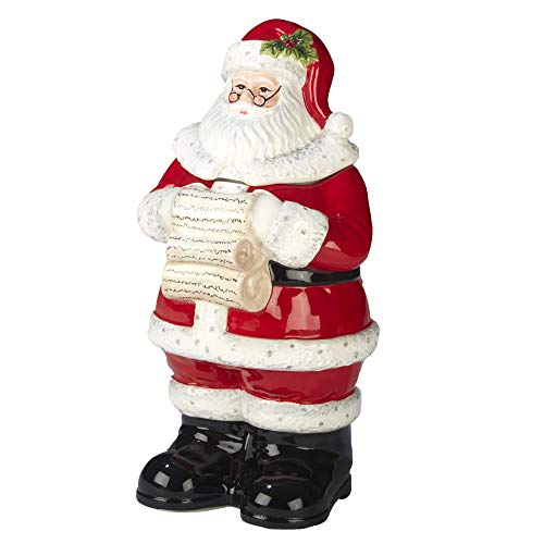 Certified International Holiday Wishes 16-Piece Dinnerware Set & 12.25" 3-D Santa Cookie Jar