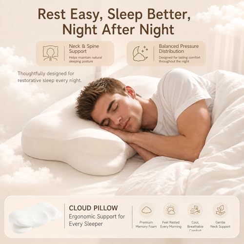 Ergonomic Memory Foam Cervical Pillow with Cooling Cover - Side & Back Sleep Support