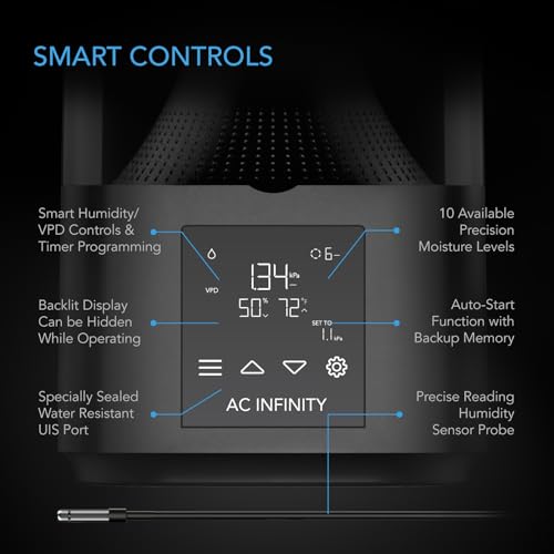 AC Infinity Cloudforge T3 Plant Humidifier 4.5L with VPD & Humidity Controls