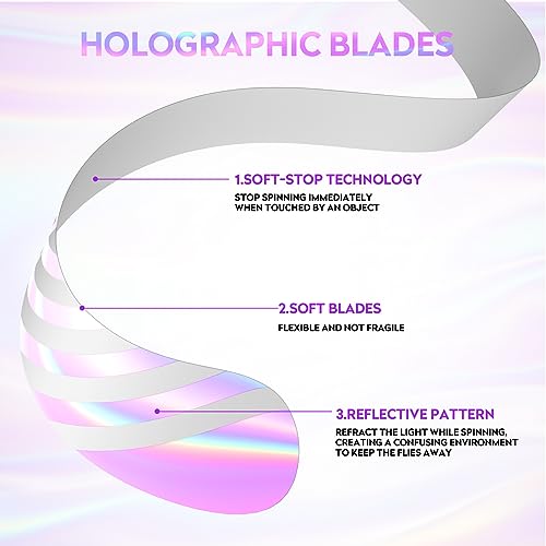 Fly Repellent Fan for Tables 4 Pack Silver - Outdoor Indoor Flies Away Holographic Blades