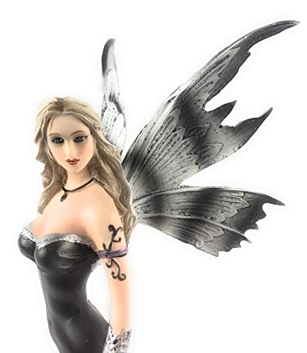 Fantasy Fairy and Snow Wolf Figurine - Handcrafted 11x8 Inch Collectible Sculpture