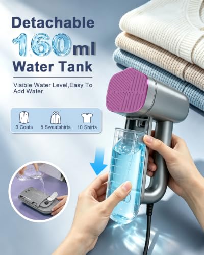 Casavok Grey Handheld Travel Garment Steamer - 1200W, 3-Layer Dense Steam
