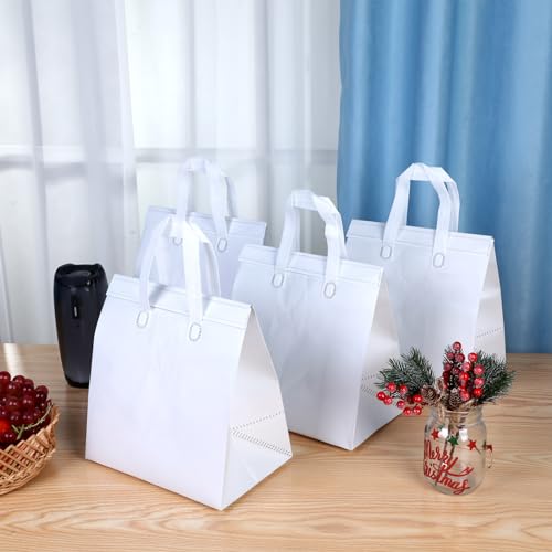 Hushee White Insulated Takeout Bags Bulk Pack 200 - Food Delivery & Catering