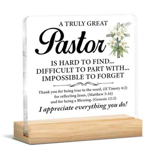 Best Pastor Gifts for Men Him, Gift for Pastors Preacher Christian Thank You Appreciation Birthday Christmas, a Truly Great Pastor Acrylic Plaque Sign Decor