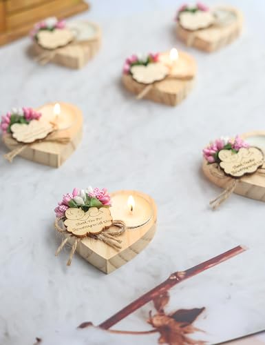 Pink Wooden Candle Holders Set of 50 Baby Shower Favors for Guests - Baptism & Return Gifts