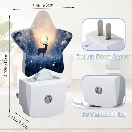 Snowmolle Christmas Deer Winter Tree Snowflake Night Light - Dusk to Dawn Sensor Plug-in Decor