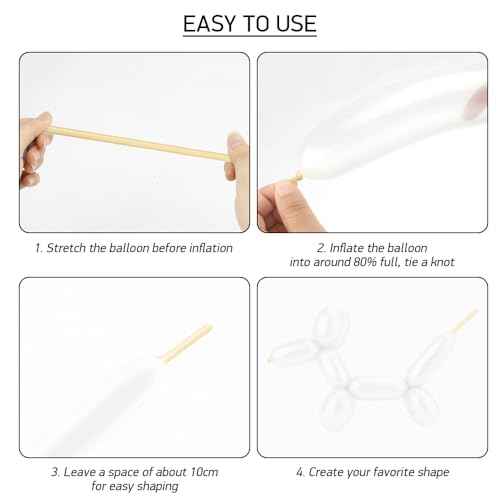 Clear 260 Balloons, Clear Long Balloons 100pcs, Long Balloon for Tying Arch, Transparent Latex Balloon, Back to School Graduation Wedding Birthday Christmas Kid's Party Decorations