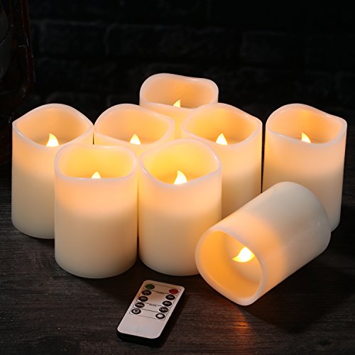 Ivory Flameless Candles Set of 12 - Battery Operated Pillar LED with Remote & Timer