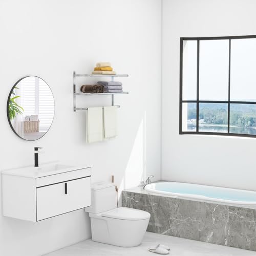 Bethom 24 Inch Brushed Nickel Bathroom Towel Rack with Bars - 3-Tier Hotel Style Shelf Variation of Brushed-Nickel / 24IN (1 Bar)