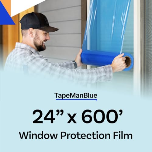 TapeManBlue Window Protection Film, 24 inch x 600 feet, Made in The