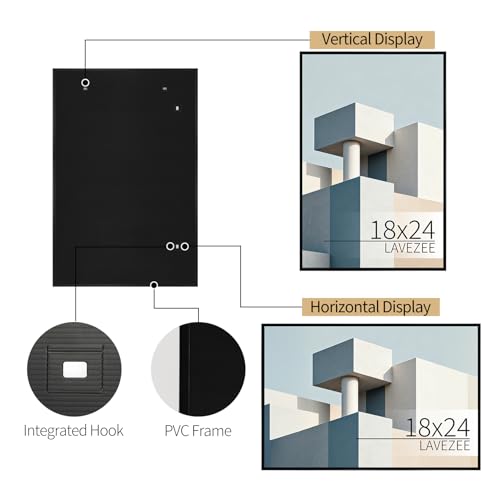 Lavezee 18x24 Poster Frame Pack of 6 Black Plastic Snap Frames for Art & Posters