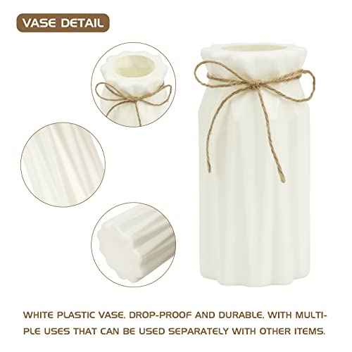 27pcs Colorful Artificial Flowers Tulips, Tulips with 1pc Plastic Vase, Fake Flowers Real Touch Flower 13.9", Christmas, Mother's Day, Easter, Valentine's Day, Family Kitchen, Wedding Decorations