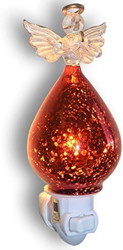 Praying Angel Night Light - 6.25" Decorative Glass Lamp with Gold Accents