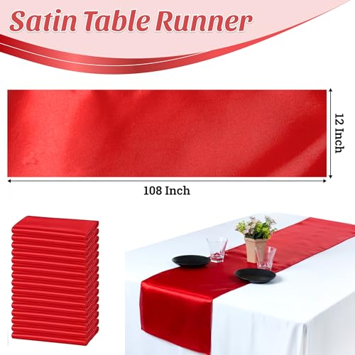 MDS 15 Pc Red Satin Table Runner 12 x 108 Inch - Pack for Wedding