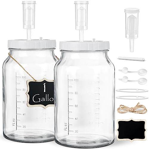 Qianfenie 1 Gallon Fermentation Jar Set with 3 Airlocks & 2 Lids - Small Batch Homebrew